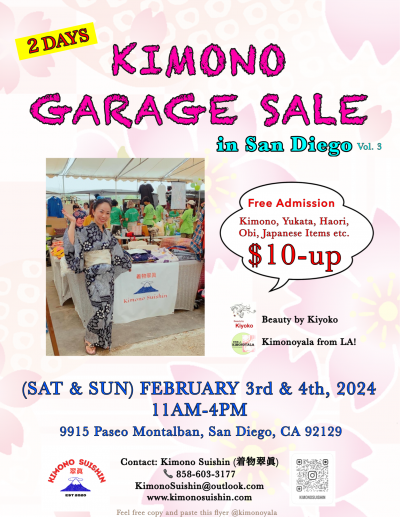 Kimono Garage SALE in San Diego 02/03-04/2024