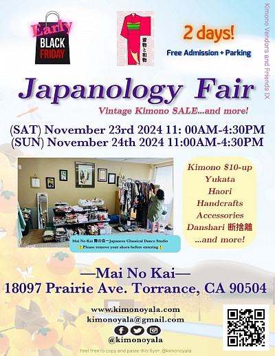 2 days 【Japanology Fair】in Torrance Sat. & Sun. 11/23-24/2024